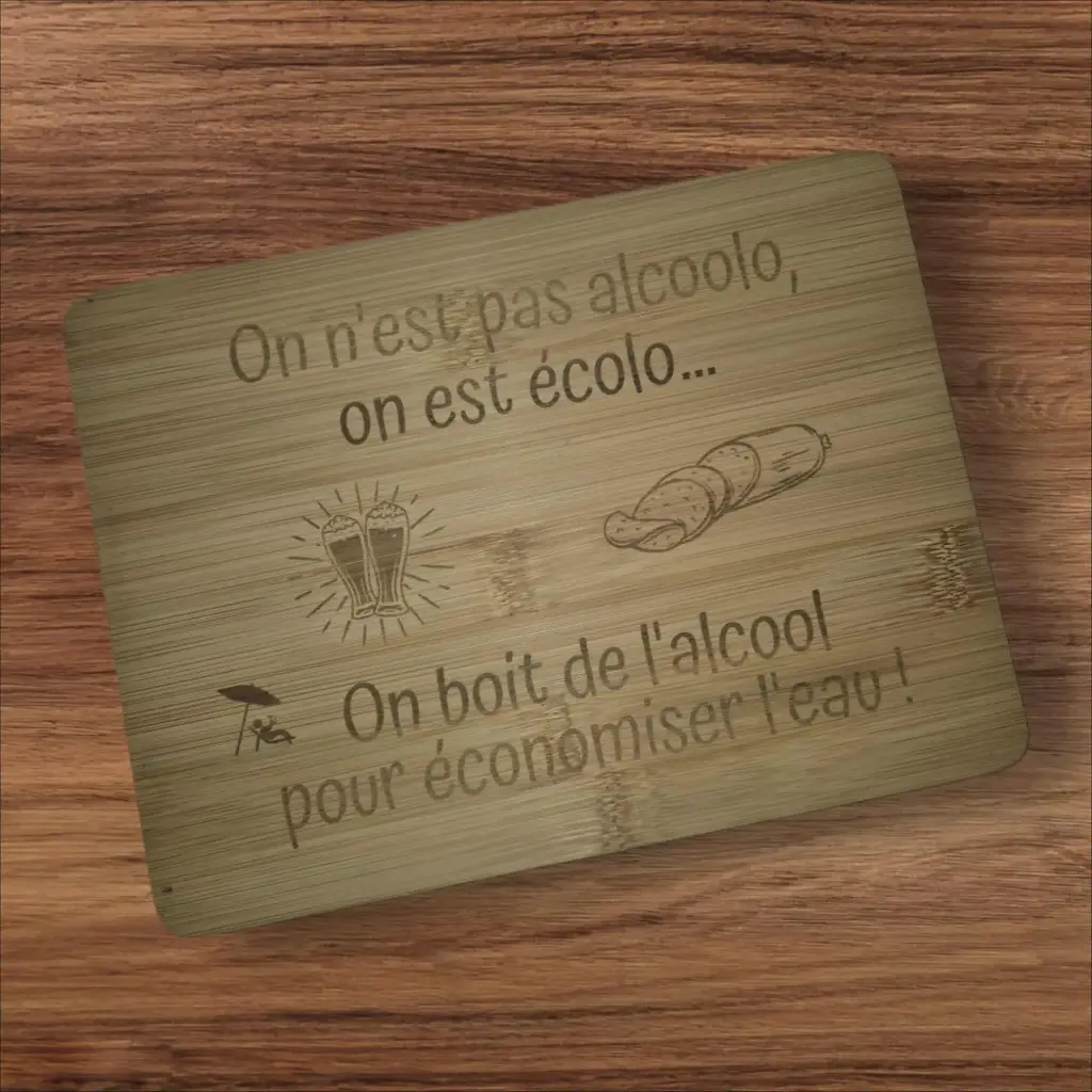Planche à découper "on est écolo" (15x20 cm)