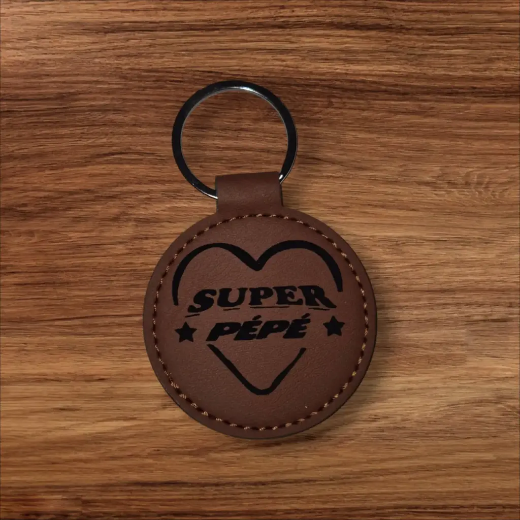 Porte clé cuir "Super pépé"