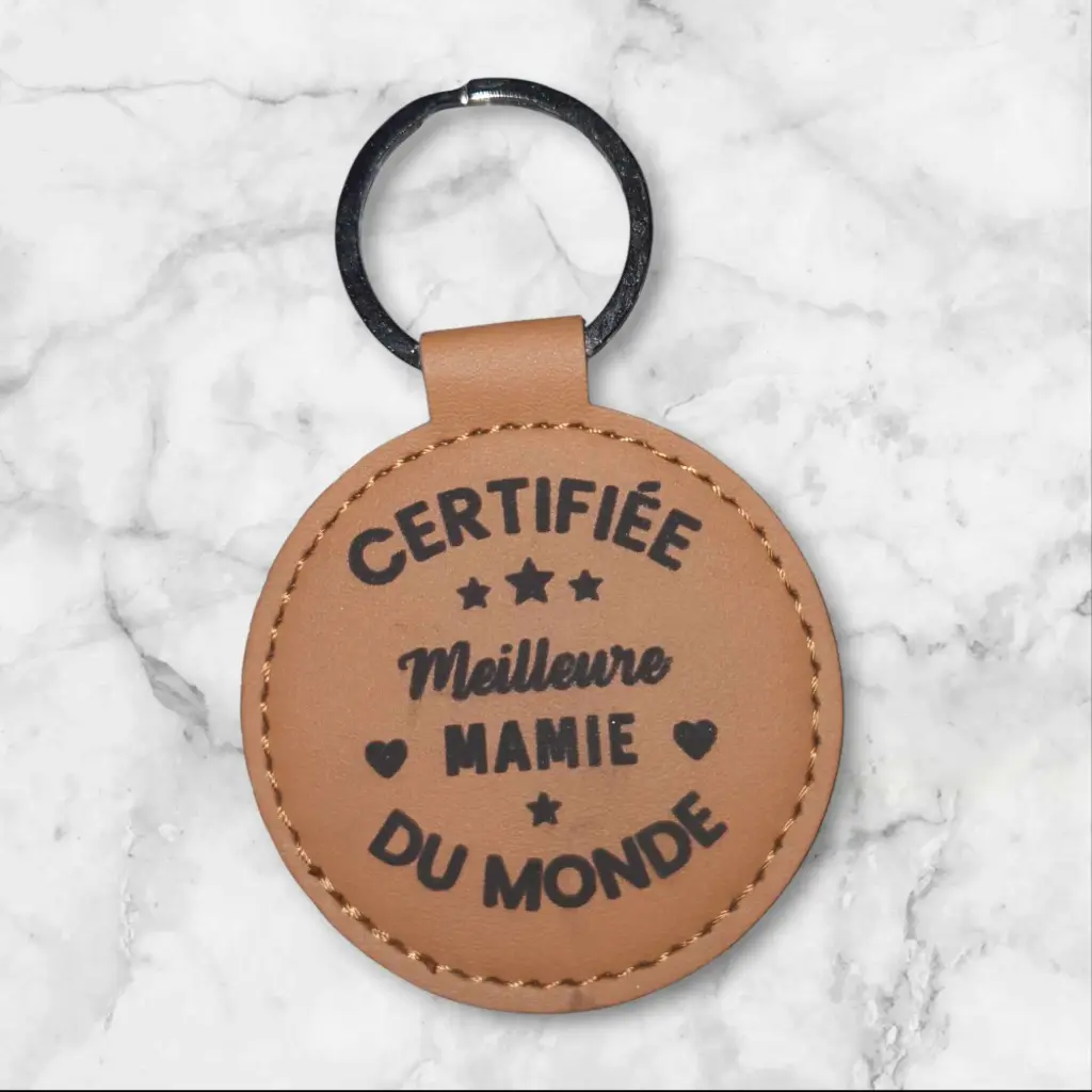 Porte clé cuir "Meilleur Mamie "