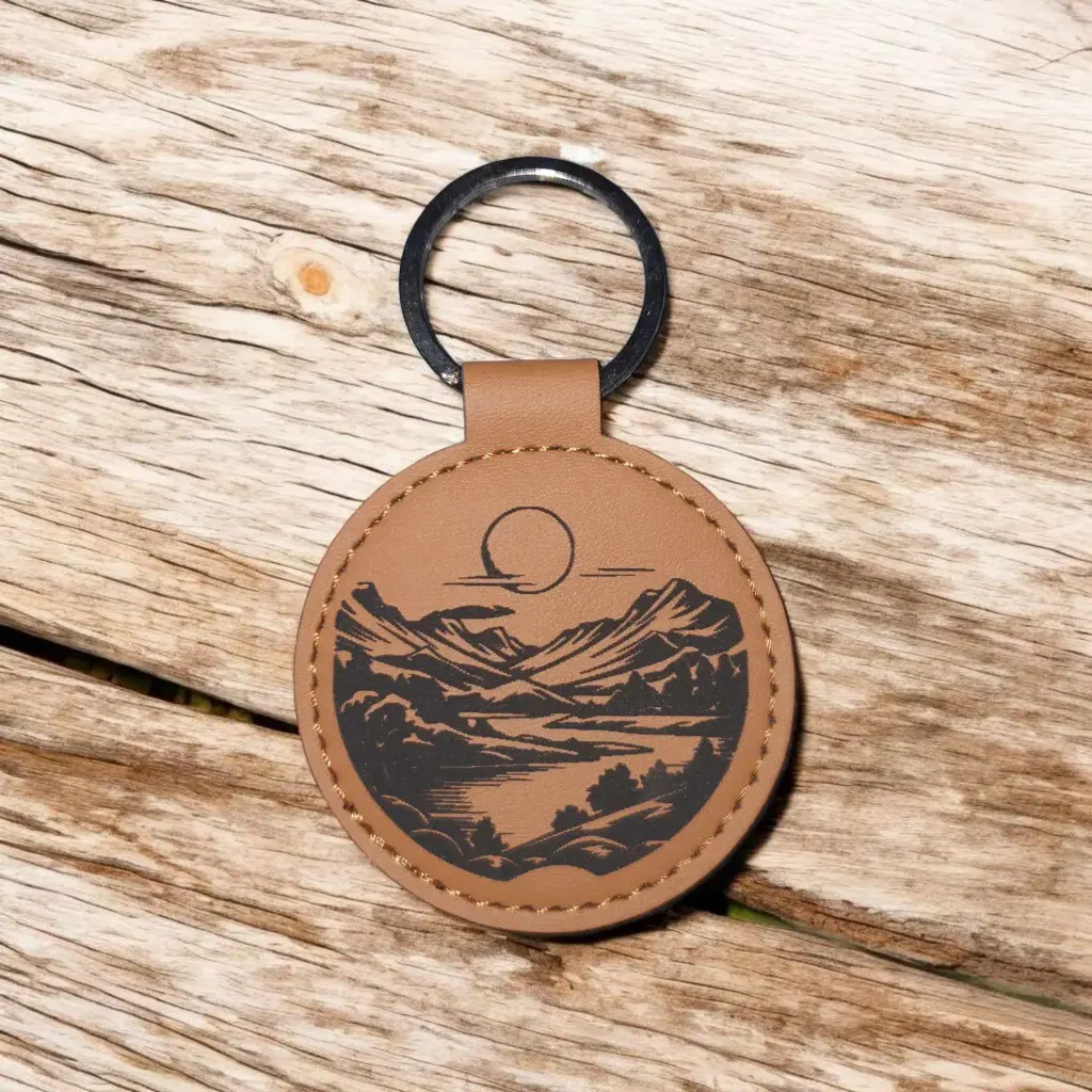 Porte clé cuir "Montagne" 