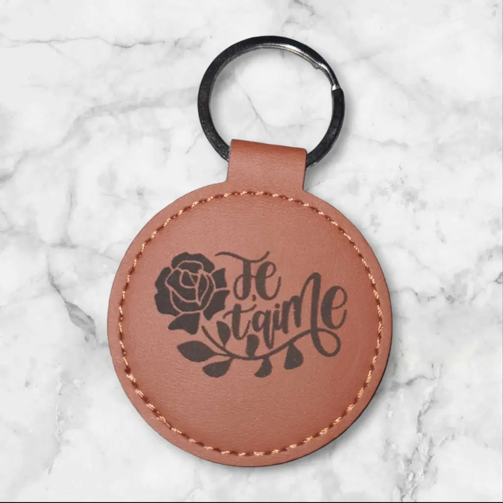 Porte clé cuir "Je t'aime" 